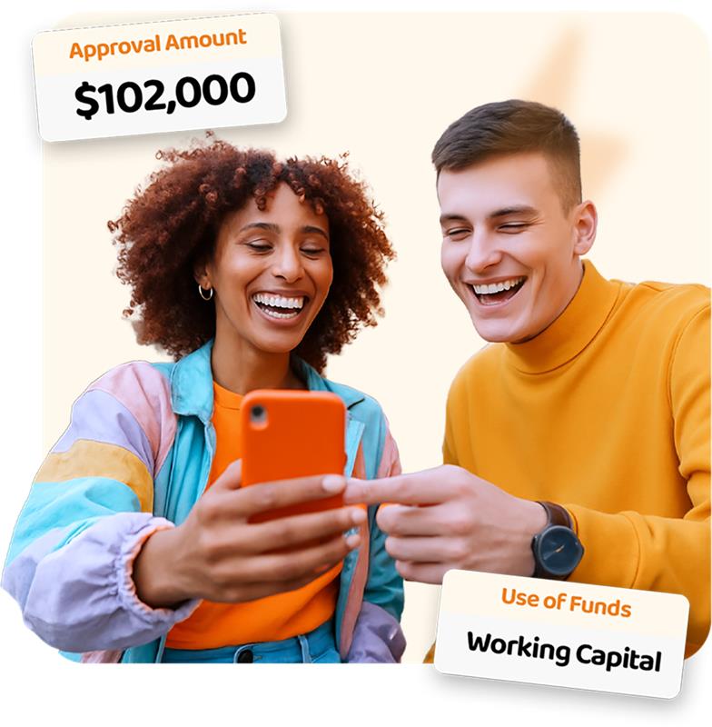 Person using phone to apply for funding