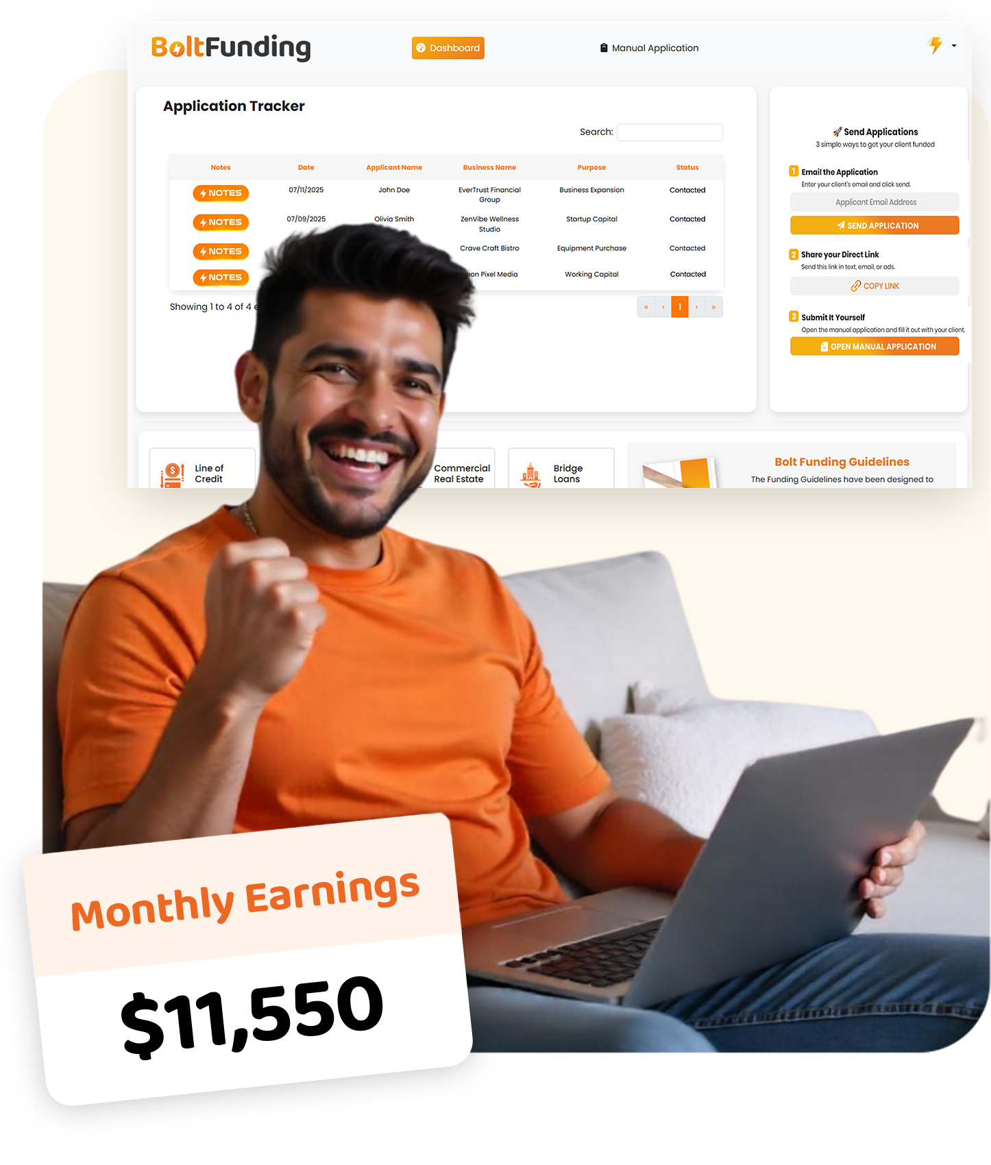 Person using phone to apply for funding